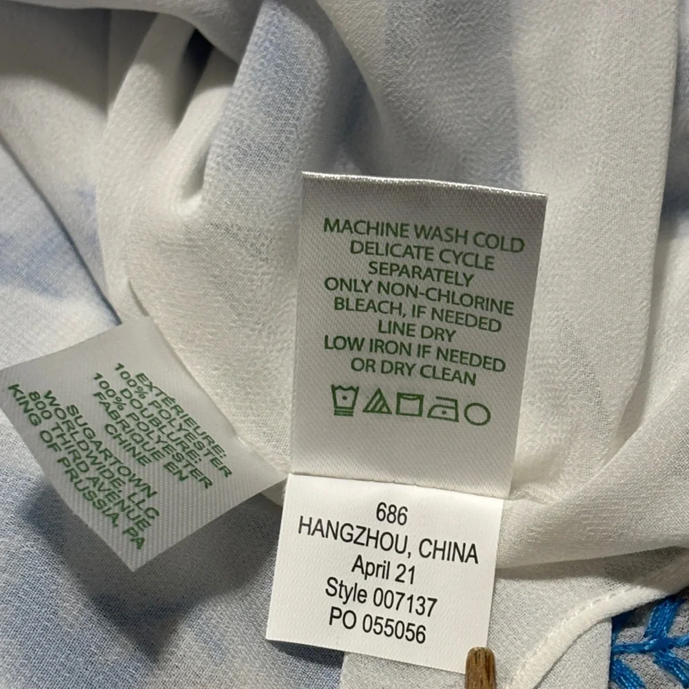 Lilly Pulitzer Alva Off-Shoulder Top Baha Blue Paisley Sequin Print Size S - Picture 7 of 7